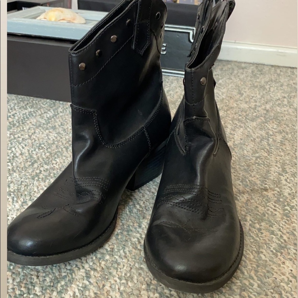 Black Cowgirl Ankle Boots